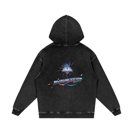 Manumission Snow Washed Loose Cotton Hoodie