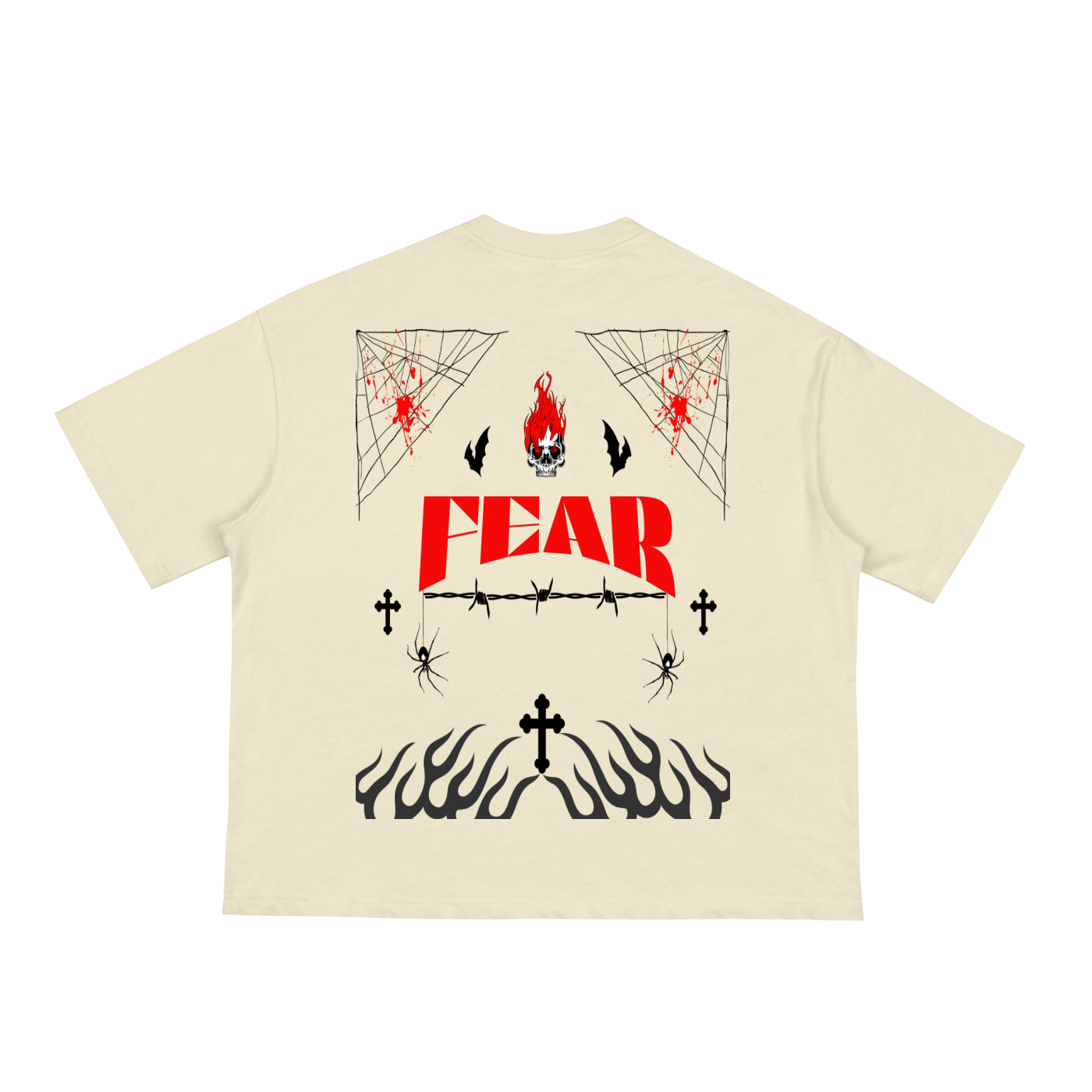 Fear Halloween Feature Classic Loose Boxy Tee With 3 Color