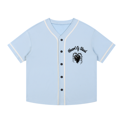 Heart of Steal Contrast Piped Button-Up Jersey