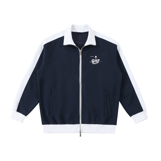 Halloween Theme Cross With GHF Logo Dark Blue Contrast Trim Stand Collar Jacket