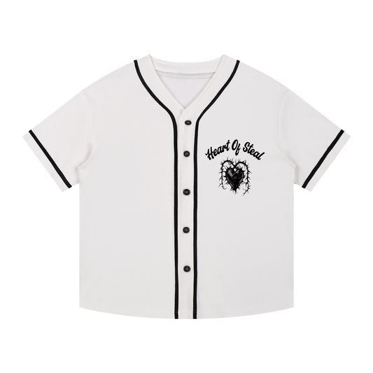 Heart of Steal Contrast Piped Button-Up Jersey