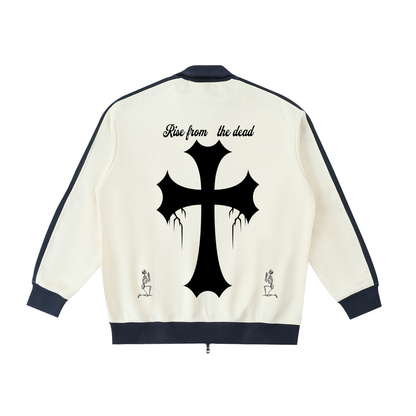 Halloween Theme Cross With GHF Logo Mild Apricot With Navy Blue Contrast Trim Stand Collar Jacket