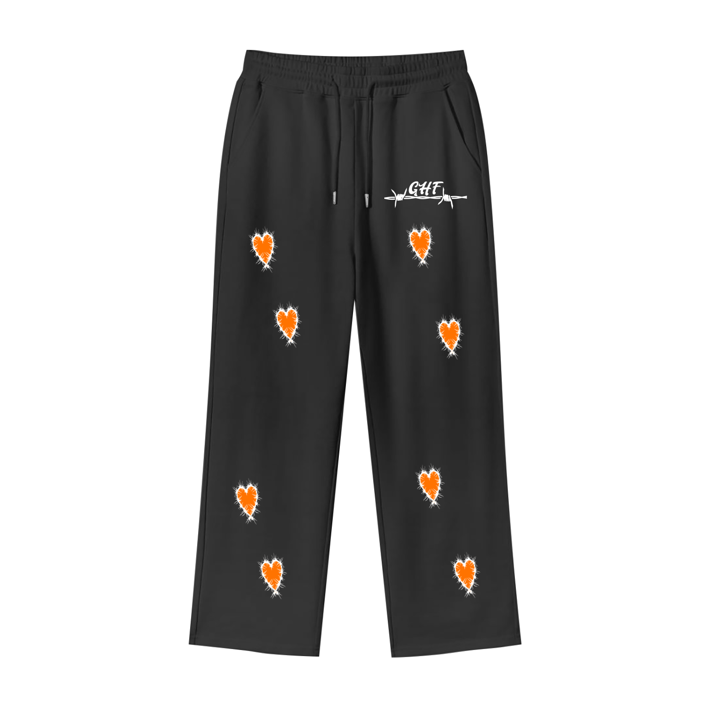 Halloween Feature Thorned Heart Loose Fit Fleece Straight Leg Pants