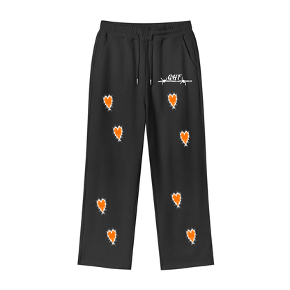 Halloween Feature Thorned Heart Loose Fit Fleece Straight Leg Pants