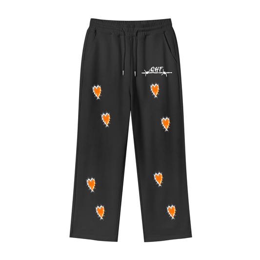 Halloween Feature Thorned Heart Loose Fit Fleece Straight Leg Pants