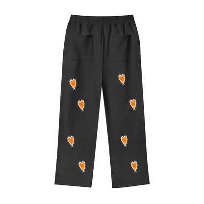 Halloween Feature Thorned Heart Loose Fit Fleece Straight Leg Pants