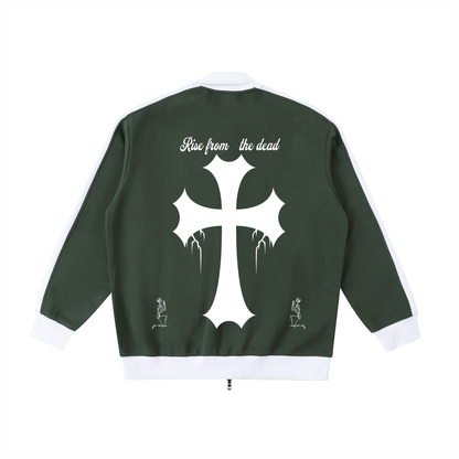 Halloween Theme Cross With GHF Logo Green Contrast Trim Stand Collar Jacket