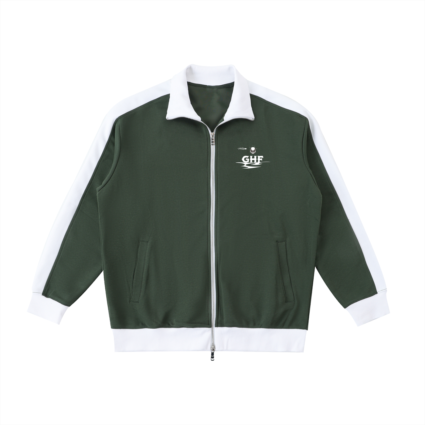 Halloween Theme Cross With GHF Logo Green Contrast Trim Stand Collar Jacket