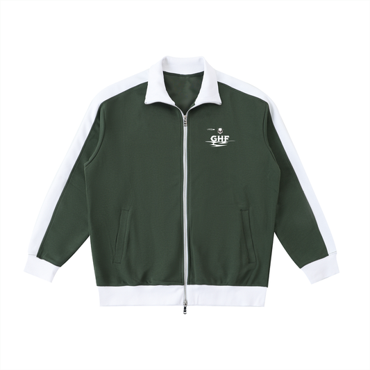 Halloween Theme Cross With GHF Logo Green Contrast Trim Stand Collar Jacket