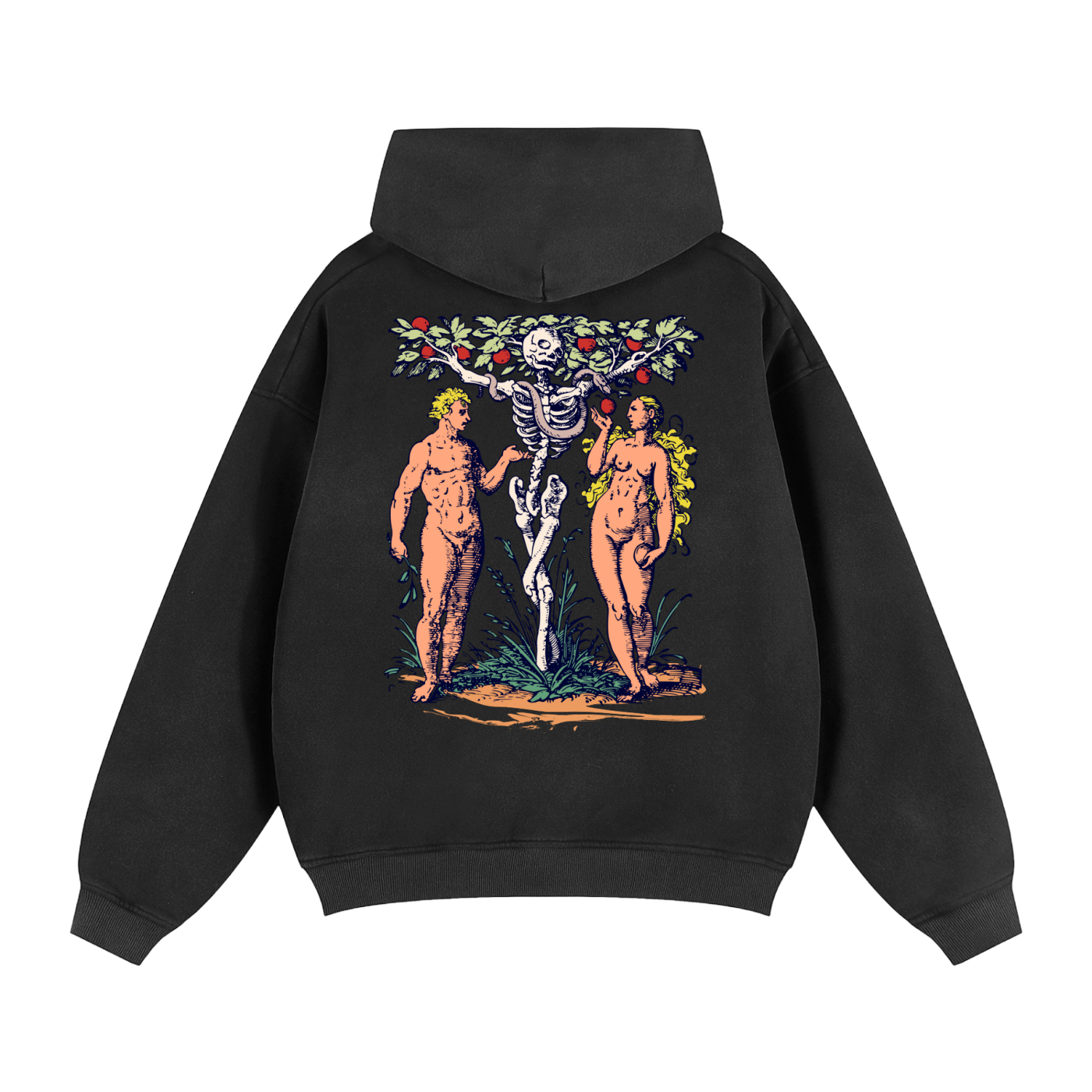 Adam and Eve With GHF Logo Sunfade Two-way Zipper Boxy Fleece Hoodie