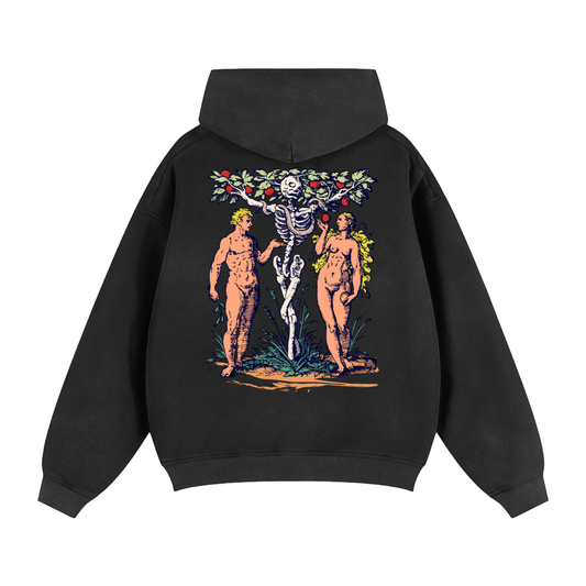 Adam and Eve With GHF Logo Sunfade Two-way Zipper Boxy Fleece Hoodie