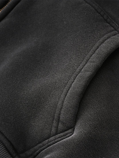 Adam and Eve With GHF Logo Sunfade Two-way Zipper Boxy Fleece Hoodie